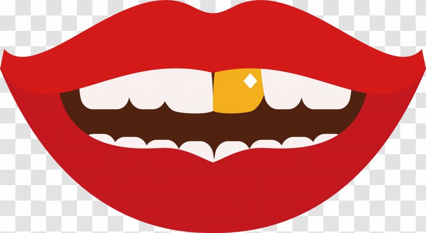 Tooth Gold Teeth Clip Art - Heart - Red Lips Inlaid Transparent PNG