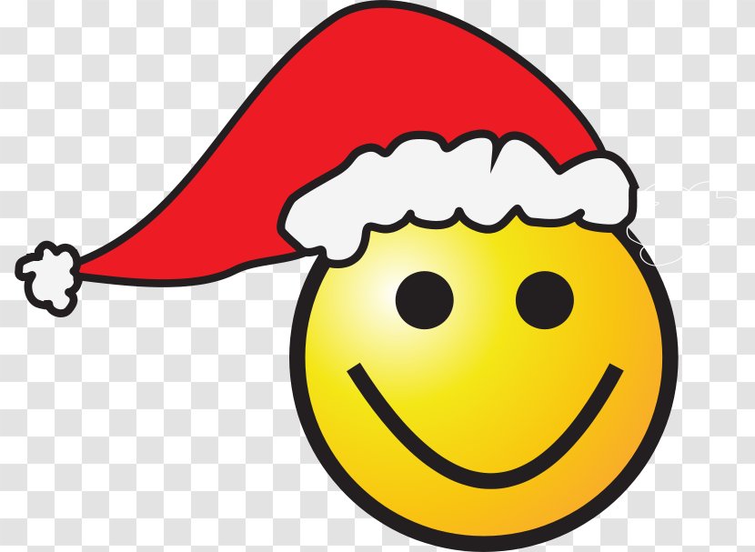 Santa Claus Smiley Emoticon Clip Art - Thumbnail - Yellow Face With A Red Hat Transparent PNG