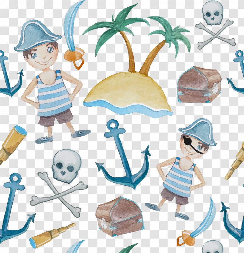 Piracy Watercolor Painting Illustration - Decorative Elements Pirate Background Transparent PNG