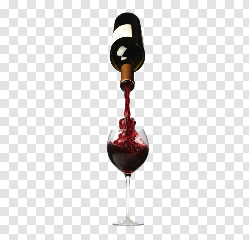 Red Wine Glass Bottle - Alcoholic Drink - Poured Into A Of Transparent PNG