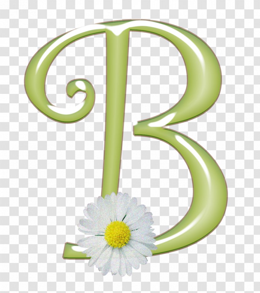 Green Alphabet Yellow Floral Design Flower - Body Jewelry - Enrolados Transparent PNG