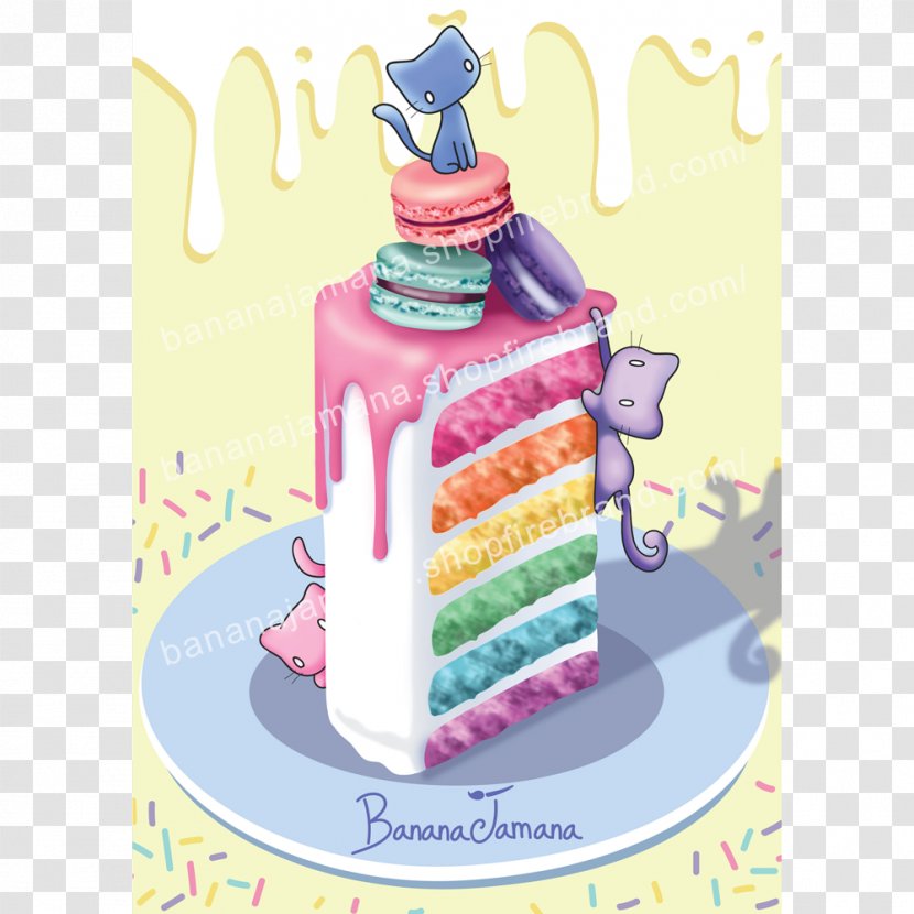 Birthday Cake Torte Rainbow Cookie Frosting & Icing - Mousse - Poster Transparent PNG