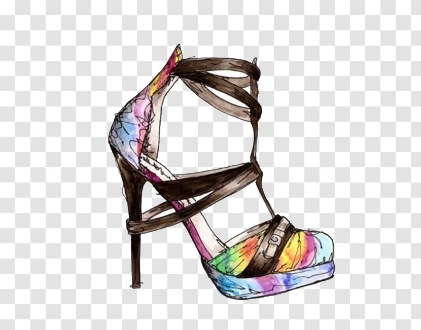 Chanel Fashion Shoe Clothing Illustration - Tree - Watercolor High-heeled Shoes Transparent PNG