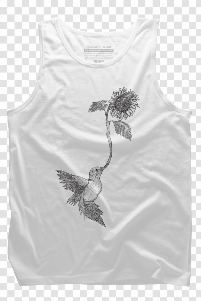 T-shirt Top Sleeveless Shirt - Hummingbird Art Transparent PNG