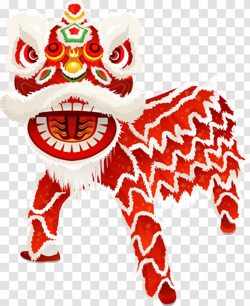 Chinese New Year Lion Dance Fat Choy Dog - Lantern Festival - Vector Painted Red Cloth Tiger Transparent PNG