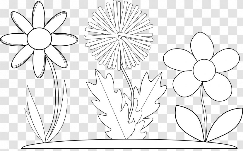 Cut Flowers Plant Stem Coloring Book Floral Design - Drawing - Misty Meadow Clipart Set Transparent PNG