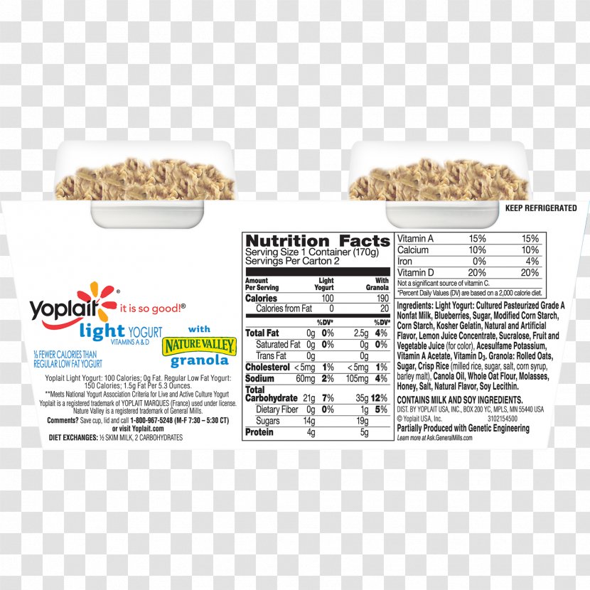 Malted Milk Yoplait Yoghurt Low-fat Diet - Vanilla - Fat Transparent PNG