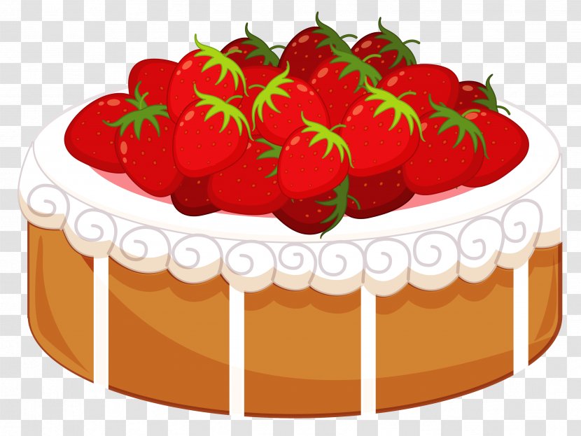 Strawberry Cake Birthday Shortcake Icing Clip Art - Decorating - With Strawberries Clipart Transparent PNG