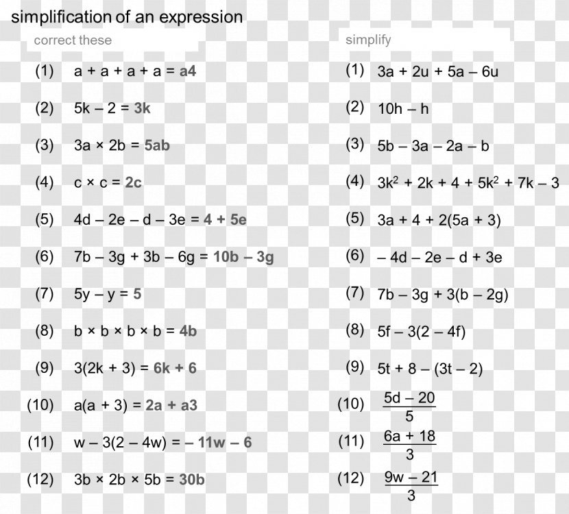 Algebraic Expression Fraction Mathematics Worksheet - Frame Transparent PNG