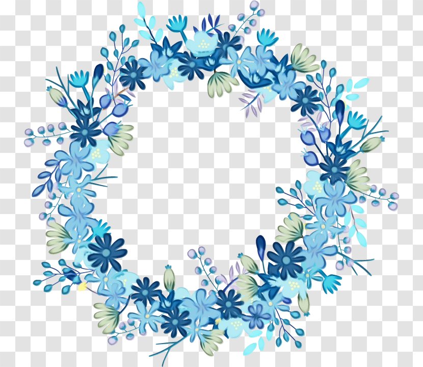 Watercolor Flower Wreath - Blue - Plant Aqua Transparent PNG