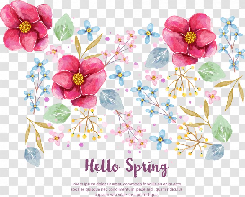 Vector Hand-painted Flowers - Branch - Pattern Transparent PNG