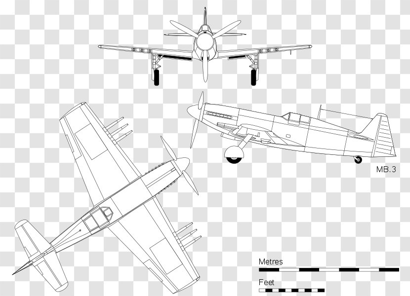 Martin-Baker MB 3 Propeller Airplane Aircraft - Line Art Transparent PNG