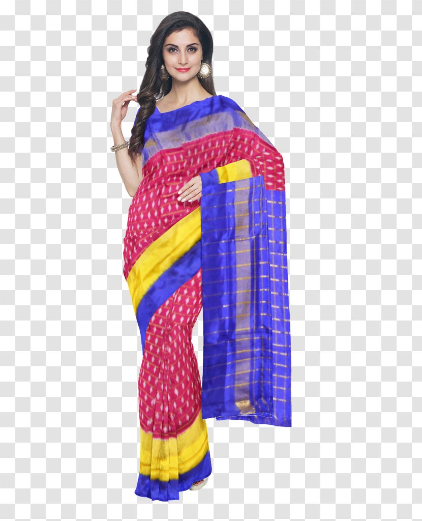 Sari Shoulder - Magenta - Handloom Transparent PNG