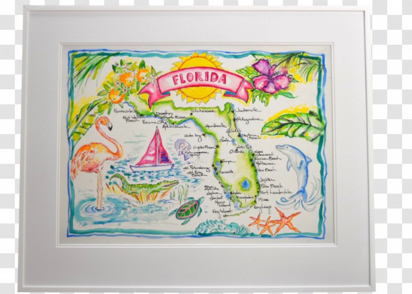 WaterColor, Florida Art Watercolor Painting Drawing - Canvas - Map Transparent PNG