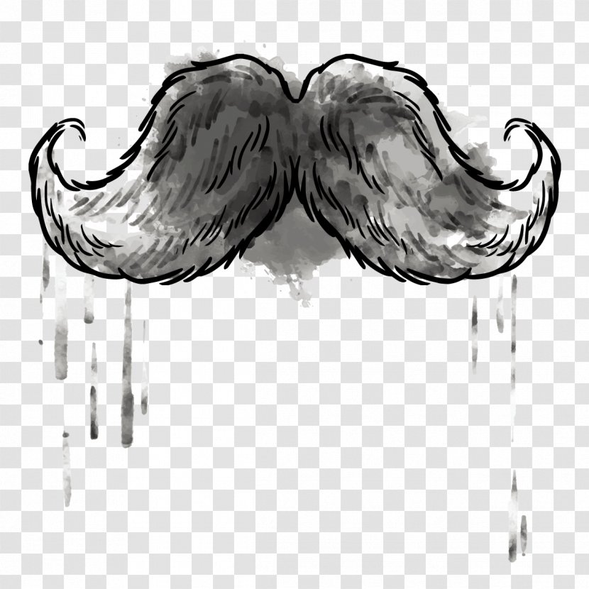 Movember Ink Moustache - Watercolor Painting - Vector Beard Transparent PNG