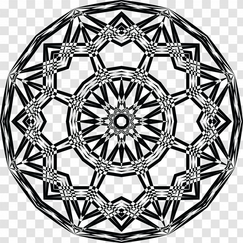 Mandala Yantra Clip Art - Black And White - Monochrome Transparent PNG