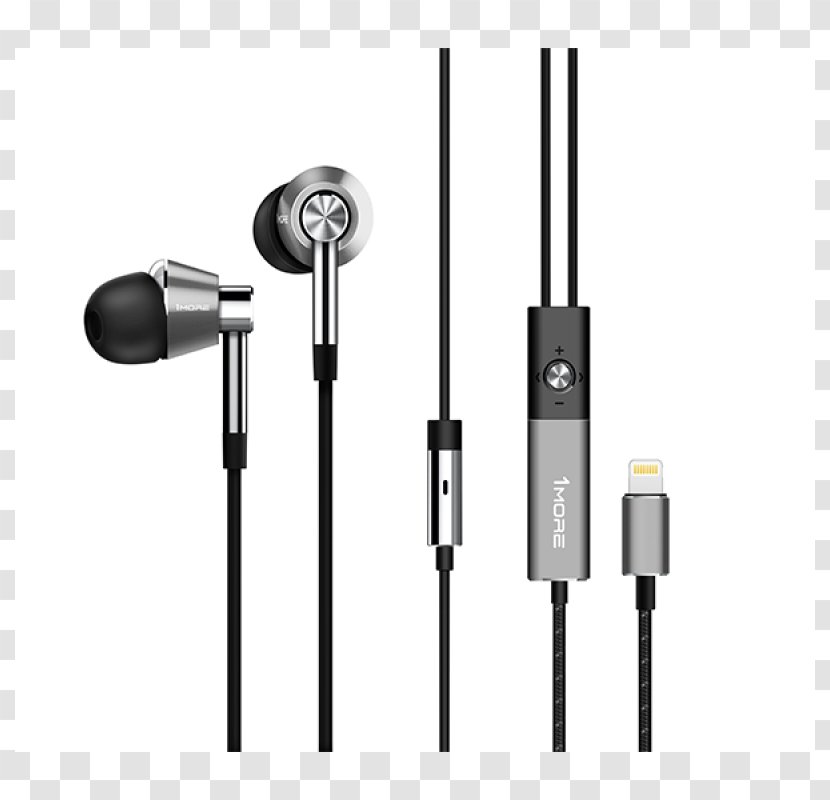 Microphone 1More Triple Driver In-Ear Lightning Headphones Écouteur - 1more Inear Transparent PNG