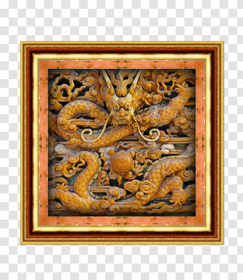 Picture Frame Relief - Stone Carving - Classical Dragon Border Transparent PNG
