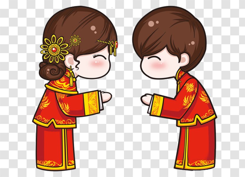Chinese Marriage Wedding - Cartoon - Men And Women Transparent PNG