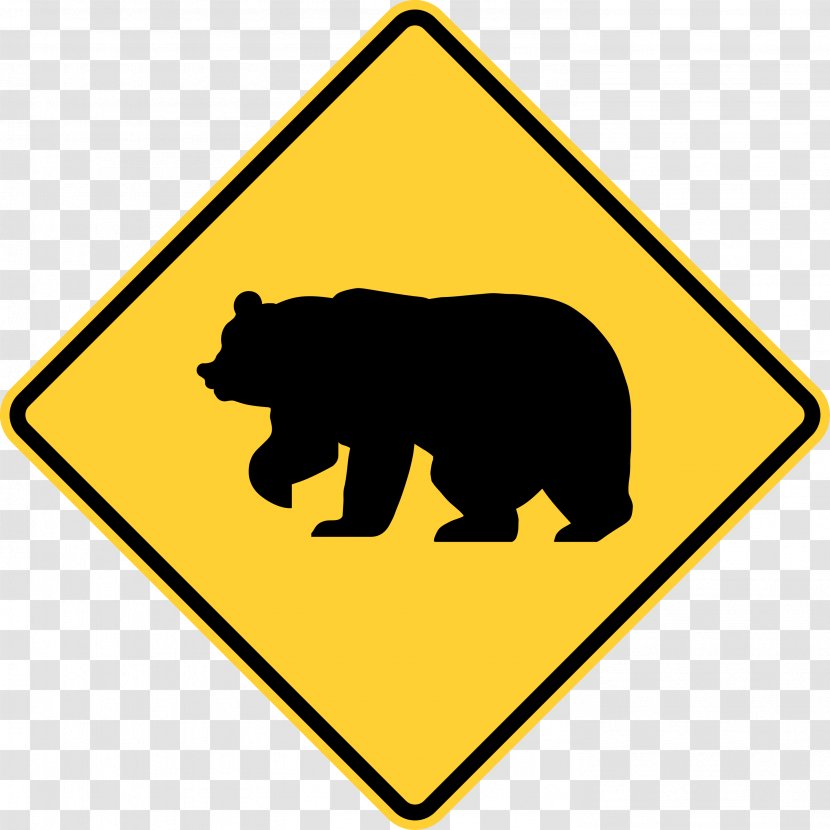 American Black Bear Warning Sign Traffic - Area - Wild Animals Transparent PNG