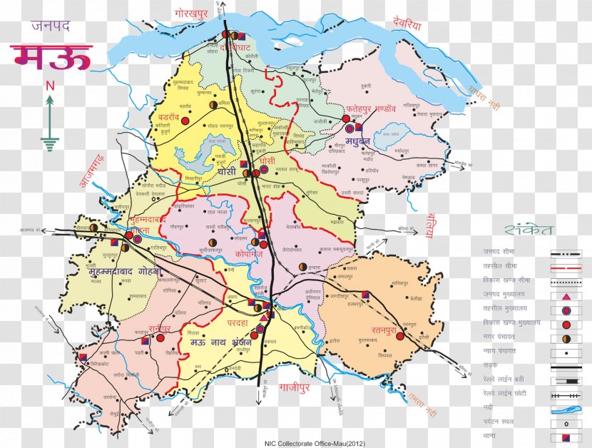 Mau Ghosi Dohrighat Ratanpura Hapur - India - Map Transparent PNG