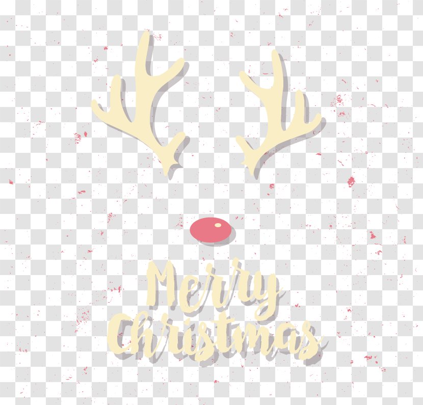 Retro Christmas Antlers - Text Transparent PNG