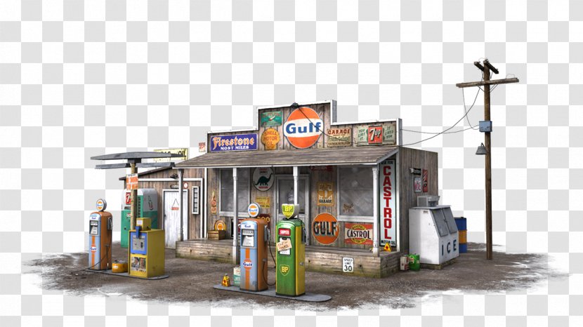 Filling Station Gasoline Low Poly Normal Mapping Convenience - Autodesk 3ds Max - Petrol Transparent PNG