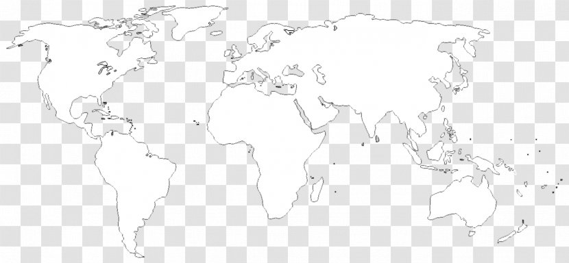 World Drawing White Sketch - Black - Map Transparent PNG