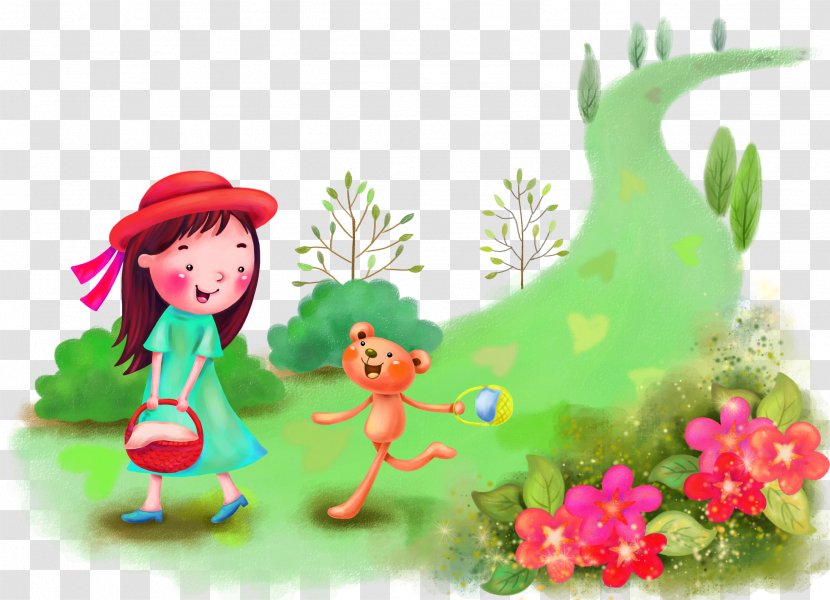 Cartoon Drawing Wallpaper - Tree - Outing Children Painting Transparent PNG
