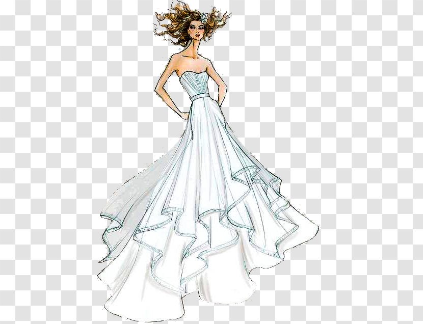 Wedding Dress Model White Skirt - Cartoon - In Transparent PNG