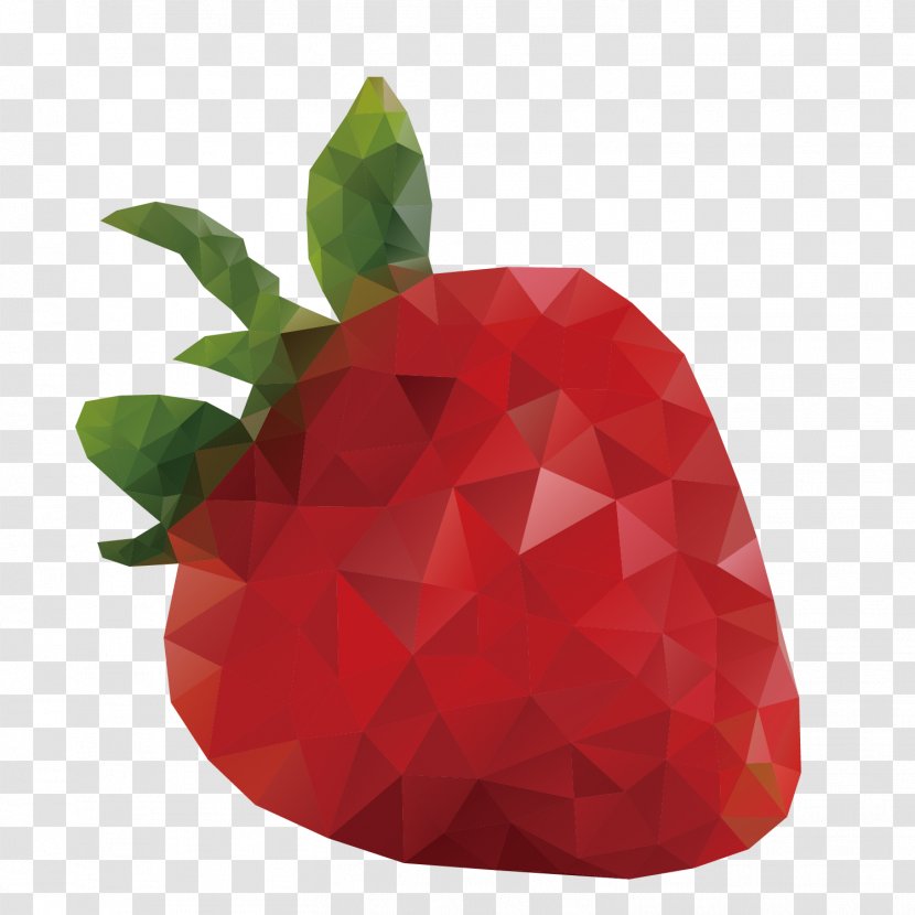 Food Polygon Banana - Cartoon - Stereo Red Strawberry Vector Transparent PNG