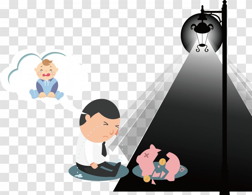 Cartoon Child LIllustration Illustration - Text - Father And Piggy Bank Transparent PNG