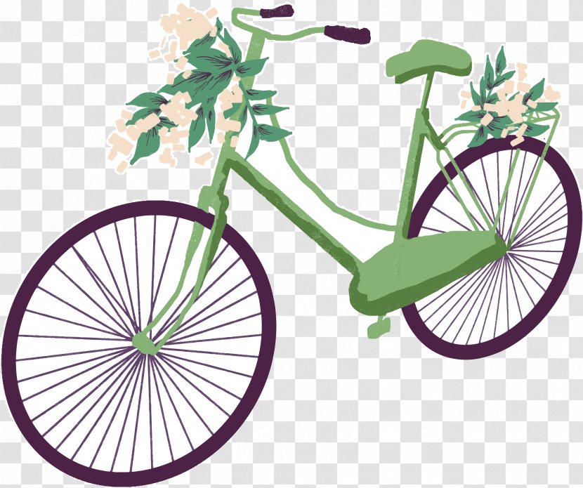 Bicycle Wheel Road Frame Green - Cartoon Bike Transparent PNG