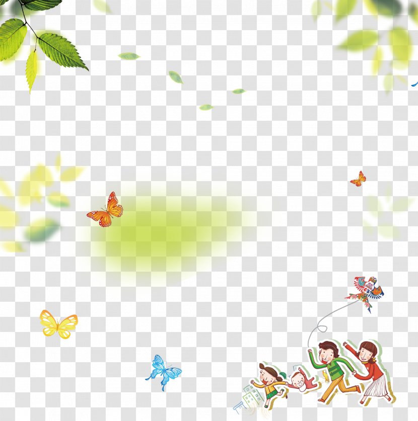 Flight Kite - Flora - Cartoon Child With Butterfly Leaves Background Transparent PNG