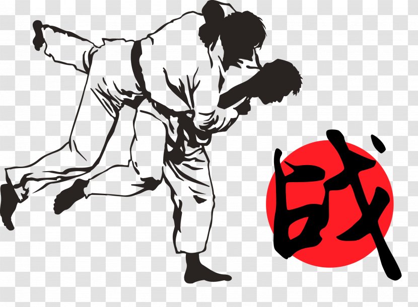Brazilian Jiu-jitsu Jujutsu T-shirt Judo - Silhouette - Japanese Vector Transparent PNG