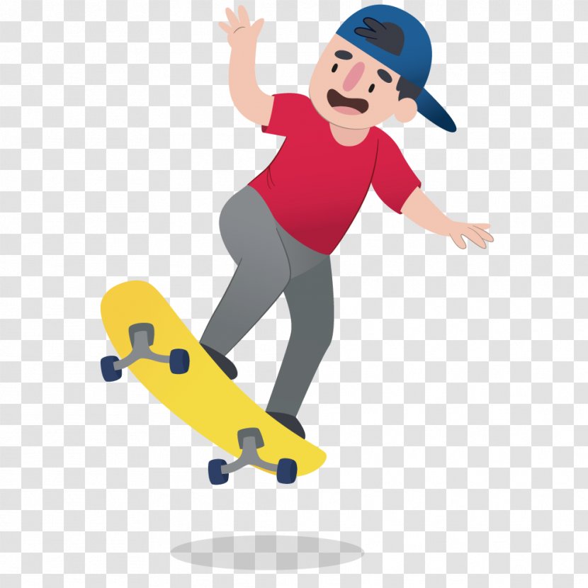 Skateboard Euclidean Vector Illustration - Sports Equipment - Happy Boy In Skateboarding Transparent PNG