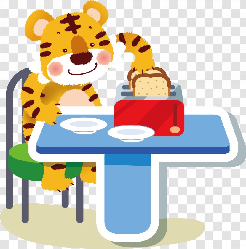 Cartoon Comics Illustration - Food - Breakfast Tiger Vector Transparent PNG