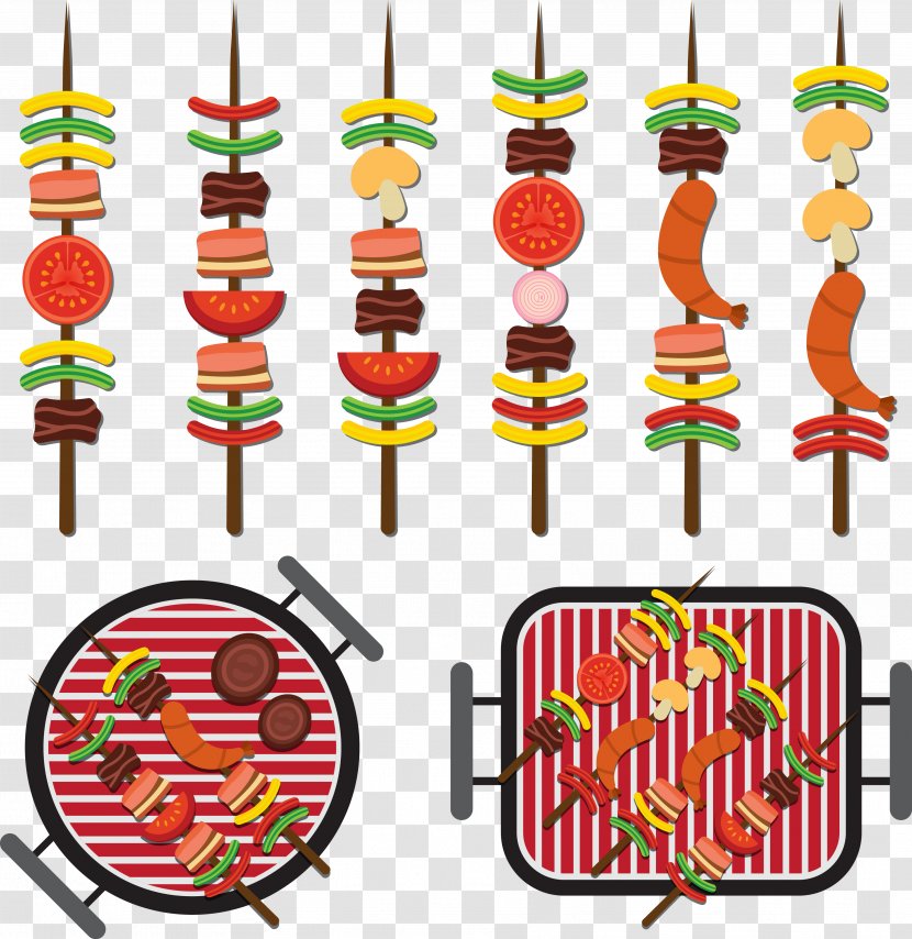 Barbecue Kebab Shashlik Skewer Grilling - Meat - Vector Transparent PNG
