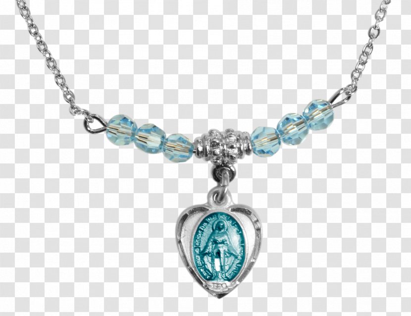 Turquoise Miraculous Medal Necklace Locket - Agate Transparent PNG