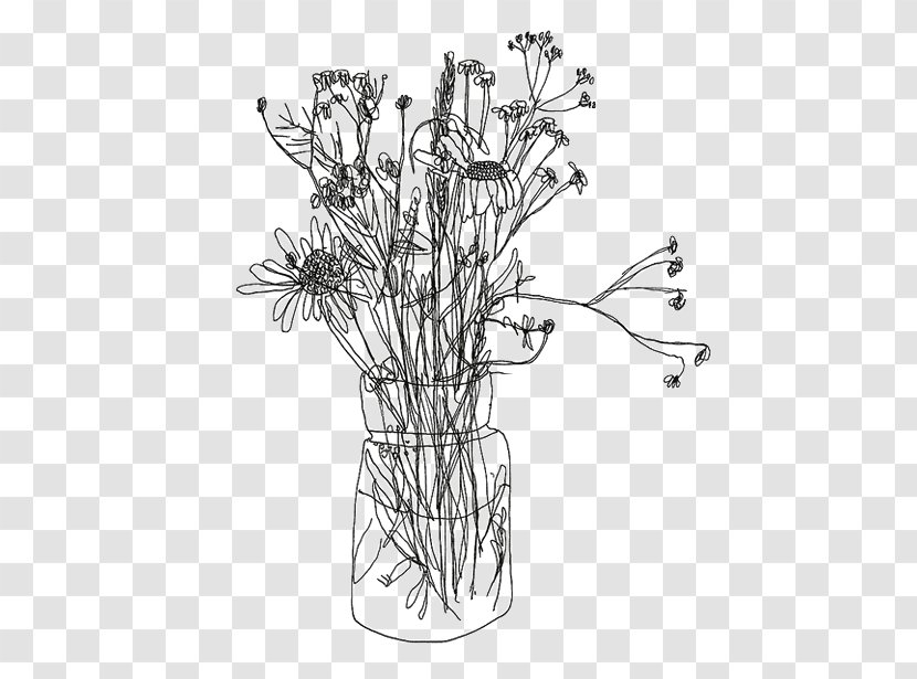 Contour Drawing Line Art Floral Design Sketch - Flower Transparent PNG