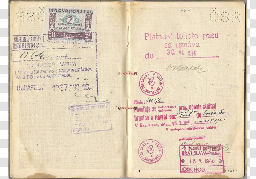 Passport Identity Document The Holocaust Travel Second World War Transparent PNG