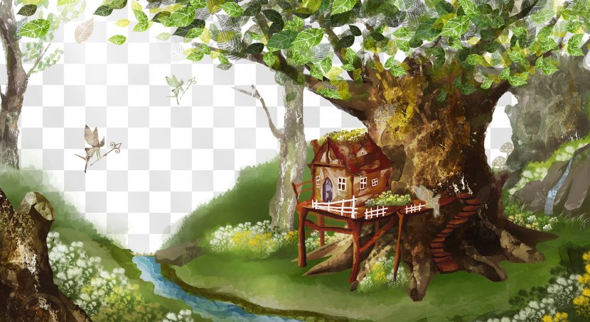Forest Cartoon Illustration - Flora - Elven Transparent PNG