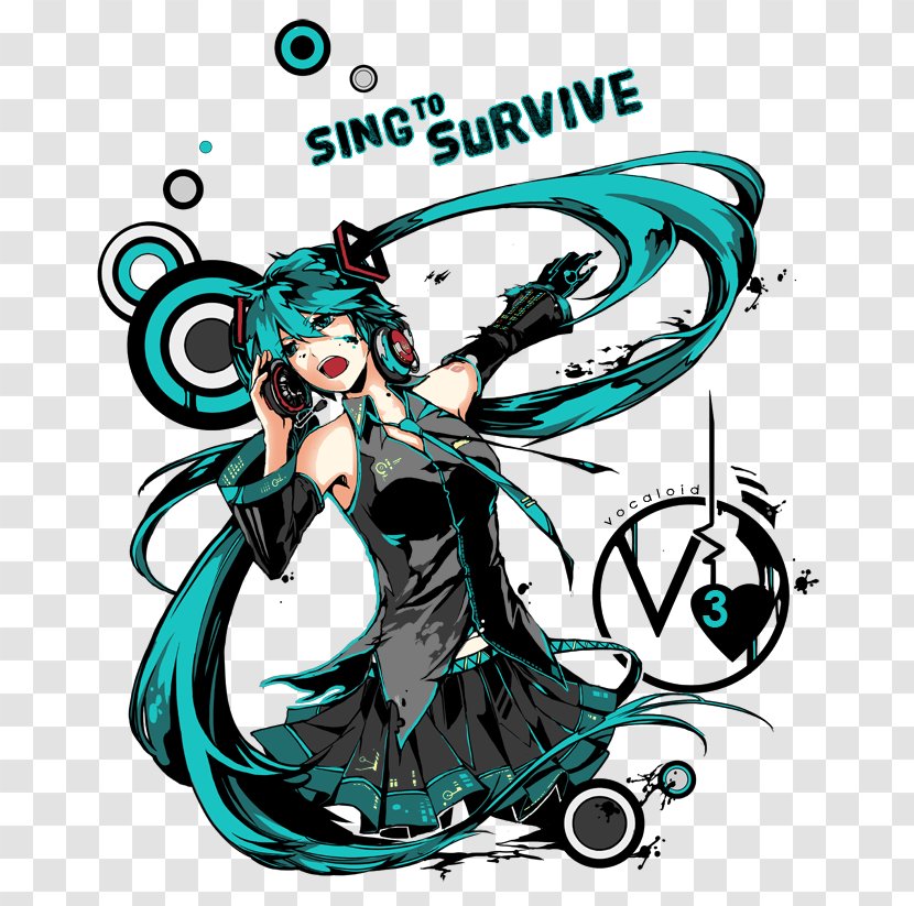 Hatsune Miku Singing Vocaloid Clip Art - Silhouette Transparent PNG