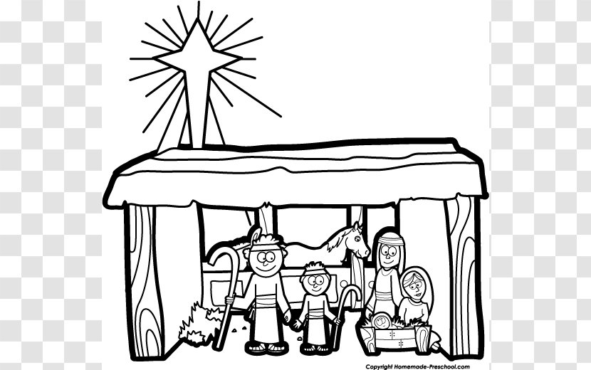 Nativity Scene Of Jesus Christmas Clip Art - Tree - Black Cliparts Transparent PNG