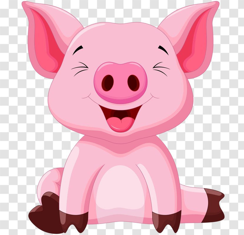 Domestic Pig Cartoon Clip Art - Smile - Pink Transparent PNG