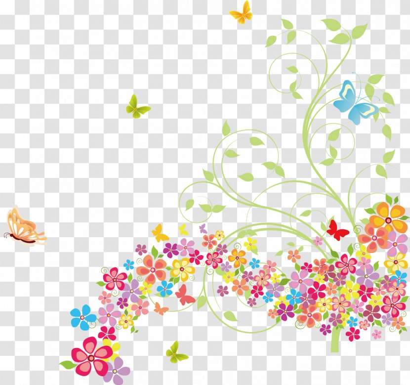 Butterfly Euclidean Vector Computer File - Tree - Painted Flower Transparent PNG