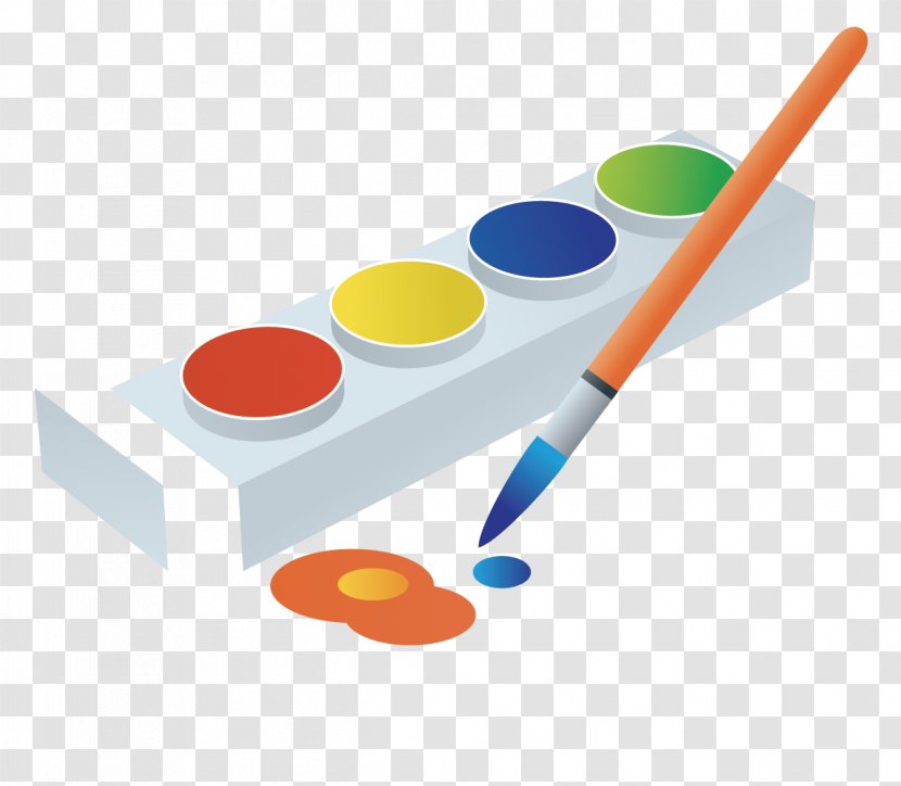 Cartoon Watercolor Brush Box - Material - Drawing Board Transparent PNG