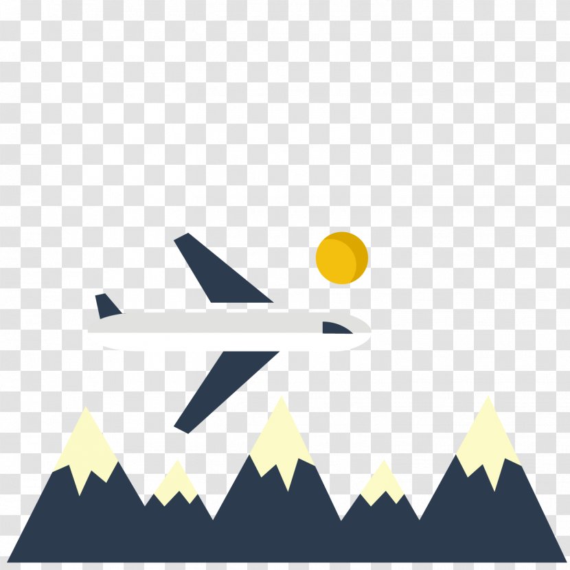 Airplane Flat Design Illustration - Yellow - Vector Plane Element Transparent PNG