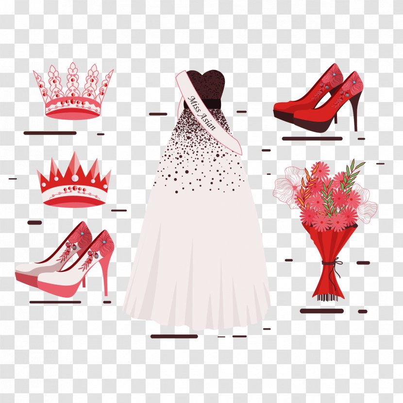 Dress Euclidean Vector - Red - Miss Asia Crown Transparent PNG