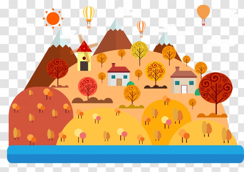 Drawing Cartoon Landscape Illustration - Art - Autumn Scenery Transparent PNG